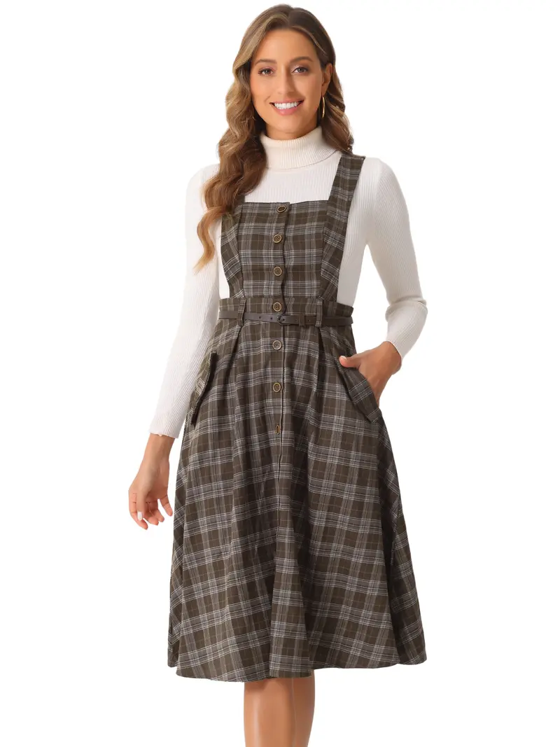 grey pinafore dress womens Basics Pinafore Dress