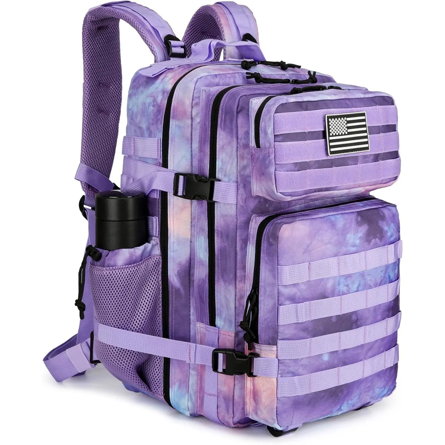 45L Tactical Backpack, Water-Resistant Oxford Fabric Military Assault Pack with 17" Laptop Compartment, Molle Load System & Cup Holders for Camping, Traveling, Survival