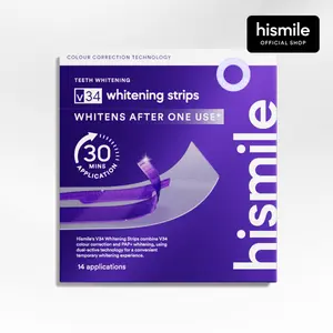 Hismile V34 Whitening Strips, Teeth Whitening Strips, Purple Tooth Whitening, Tooth Stain Treatment, Combining Whitening and Colour Correction