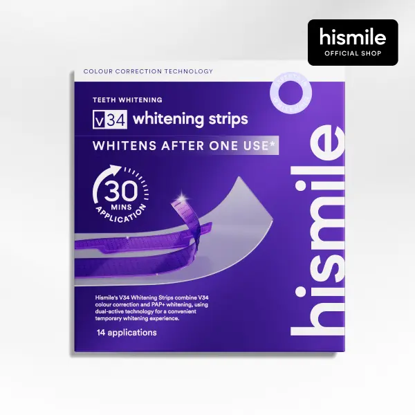 Hismile V34 Whitening Strips, Teeth Whitening Strips, Purple Tooth Whitening, Tooth Stain Treatment, Combining Whitening and Colour Correction