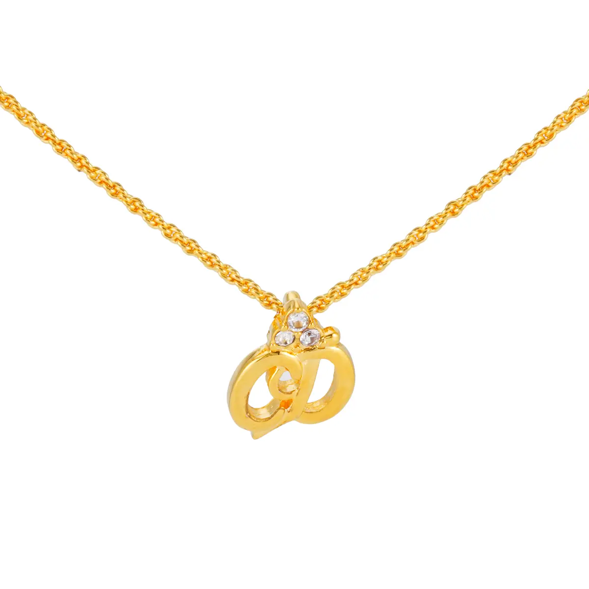 Pre-owned Christian Dior CD Rhinestone Necklace MJP000446