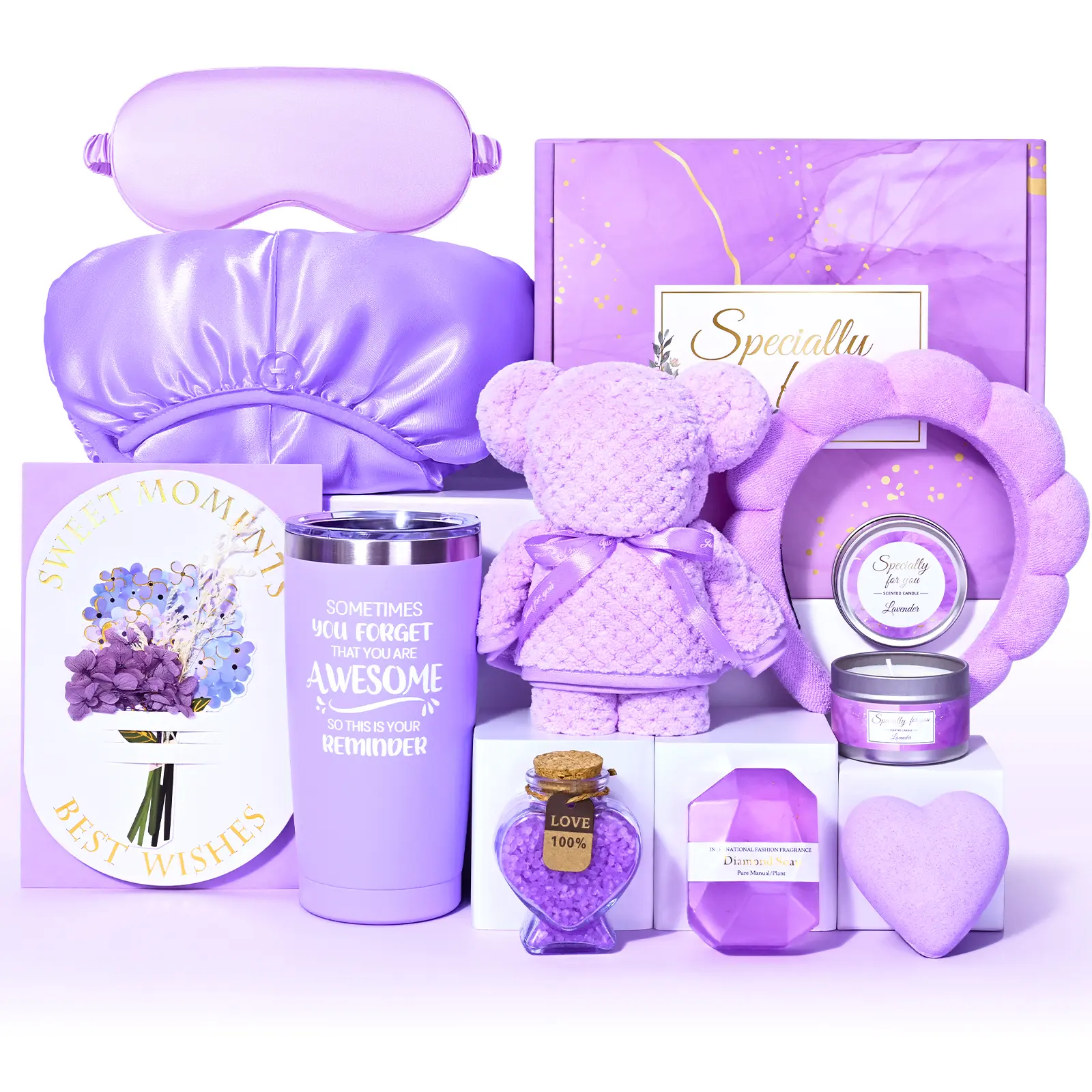 Graduation Unique Care Gifts for Women,Relaxing Spa Gift Basket Set,  Bath Sets Gift, with Stainless Steel Tumbler & Flannel Blanke，9/10/12-Piece,Holiday gifts，Birthday Gifts for Mom, Sister,Best Friend,Wife,graduation gift boxes