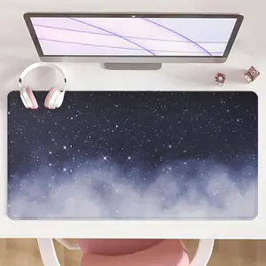 [Gaming Mouse Pad] Ultimate Starry Night & Cloud Design Non-Slip MousePad For Desk With Rubber Base & Stitched Edge, Perfect For Home Office Use, Desk Accessories And Winter Holiday Gifts
