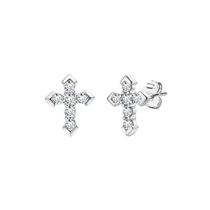 Moissanite Cross Stud Earrings