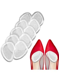 5 Pairs Women’s Transparent Silicone Non-Slip Insoles, Suitable for High Heels and Sandals, Front Foot Cushion Padding for Summer Support