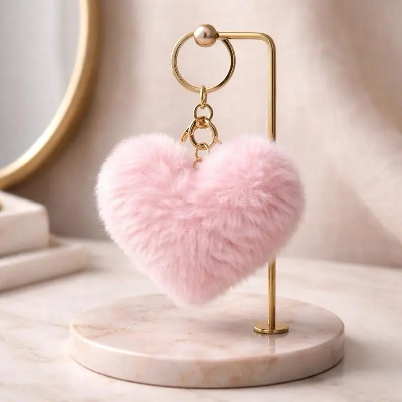 Cute Plush Bear Bag Charm Keychain with Heart, Decorative Fashion Accessory for Handbags, Purses, and Backpacks, Keychain For Bags