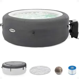 INTEX SimpleSpa Inflatable Hot Tub 4 Person | 6 Person Bubble Massage Spa: Includes Insulated Cover – Built-in QuickFill Inflation – Soothing Jets – 77" x 26"
