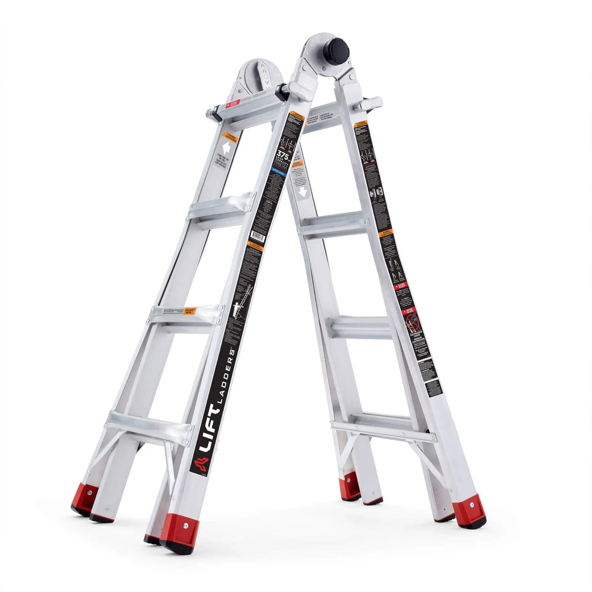 Lift Ladders 5 in 1 Multi Position Aluminum Step Ladder, Silver, 18-Foot/22-Foot