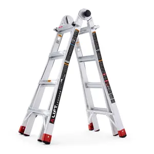 Lift Ladders 5 in 1 Multi Position Aluminum Step Ladder, Silver, 18-Foot/22-Foot