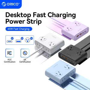 ORICO Universal Power Strip 1.6m Extension Cord with 2 USB Ports & 2 TPCY-C Ports, Compact Design for Travel & Hotel Use Cord Travel Power Socket USB Charger Power Extension Outlet-PDC
