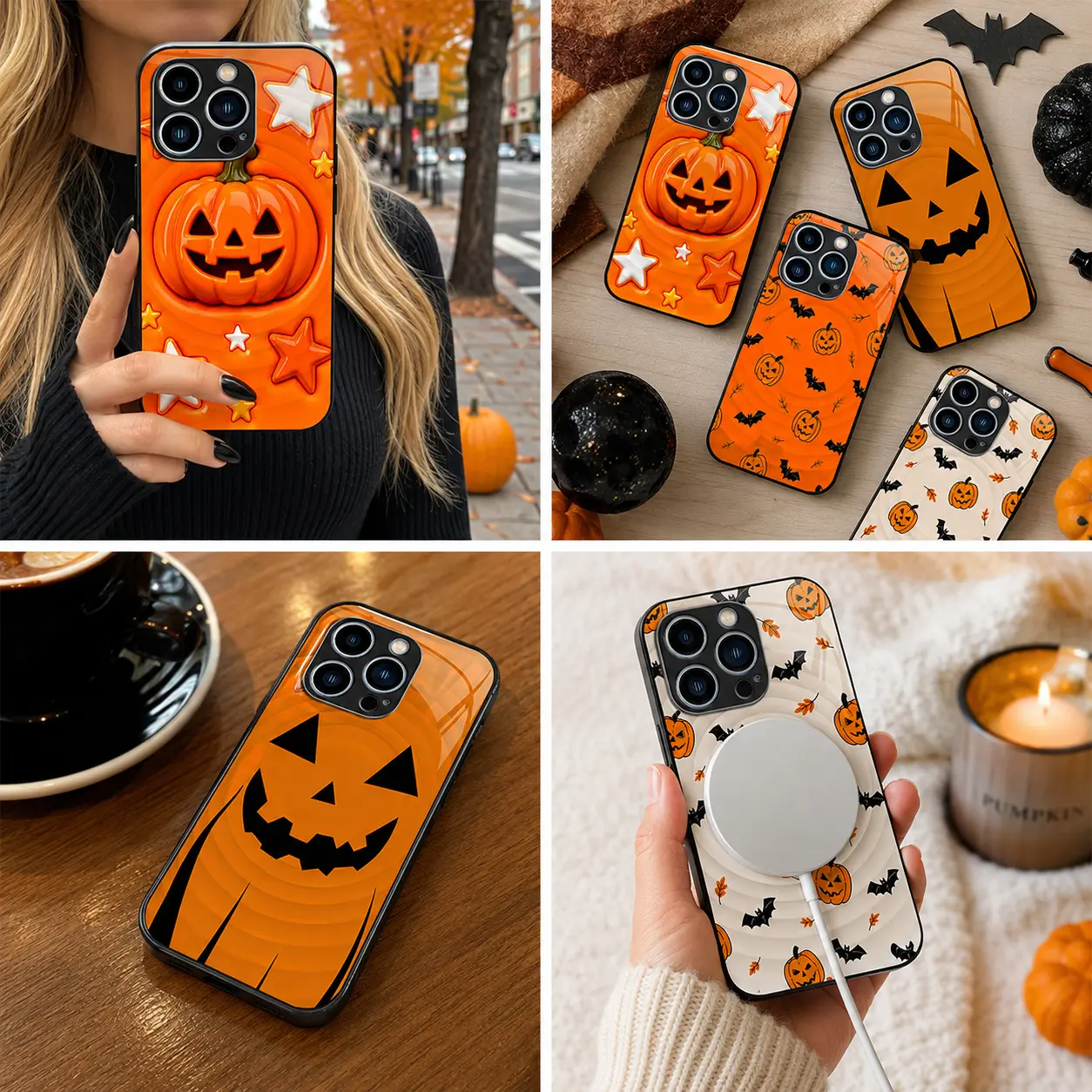Spooky Season Essential  Pumpkin Magnetic Glass Case for iPhone 17 16 15 14 13 12 11 Pro Max/Galaxy S26 S25 S24 S23 S22 S21, Cute Halloween MagSafe Cover, Festive Vibe  ----975