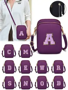 Ladies' Purple Bag, Towel Embroidered Fabric Letter Style, Sports Ladies' Shoulder Bag, Casual Ladies Can Hold The Bag Hand In Hand, Multi-Functional Bag For Traveling. Going Out, Traveling. For Men, Women, Outdoor Enthusiasts. Etc. Cross Body Bags
