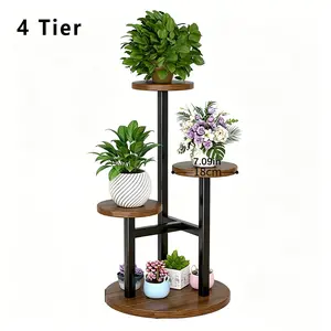 4 Tier Wrought Iron Plant Stand, Floor-Mounted Flower Rack for Balcony, Indoor Multi-Layer Storage Shelf for Succulents and Pothos, Storage Shelf for Plants, Planter Rack
