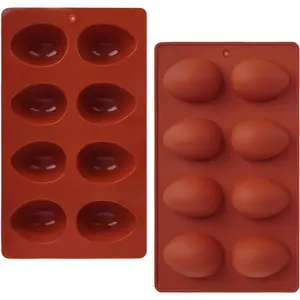 2Pcs 8-Cavity Silicone Easter Egg Molds, Egg Shaped Cake Pop Mold, Baking Supplies for Making Chocolate Jello Candy