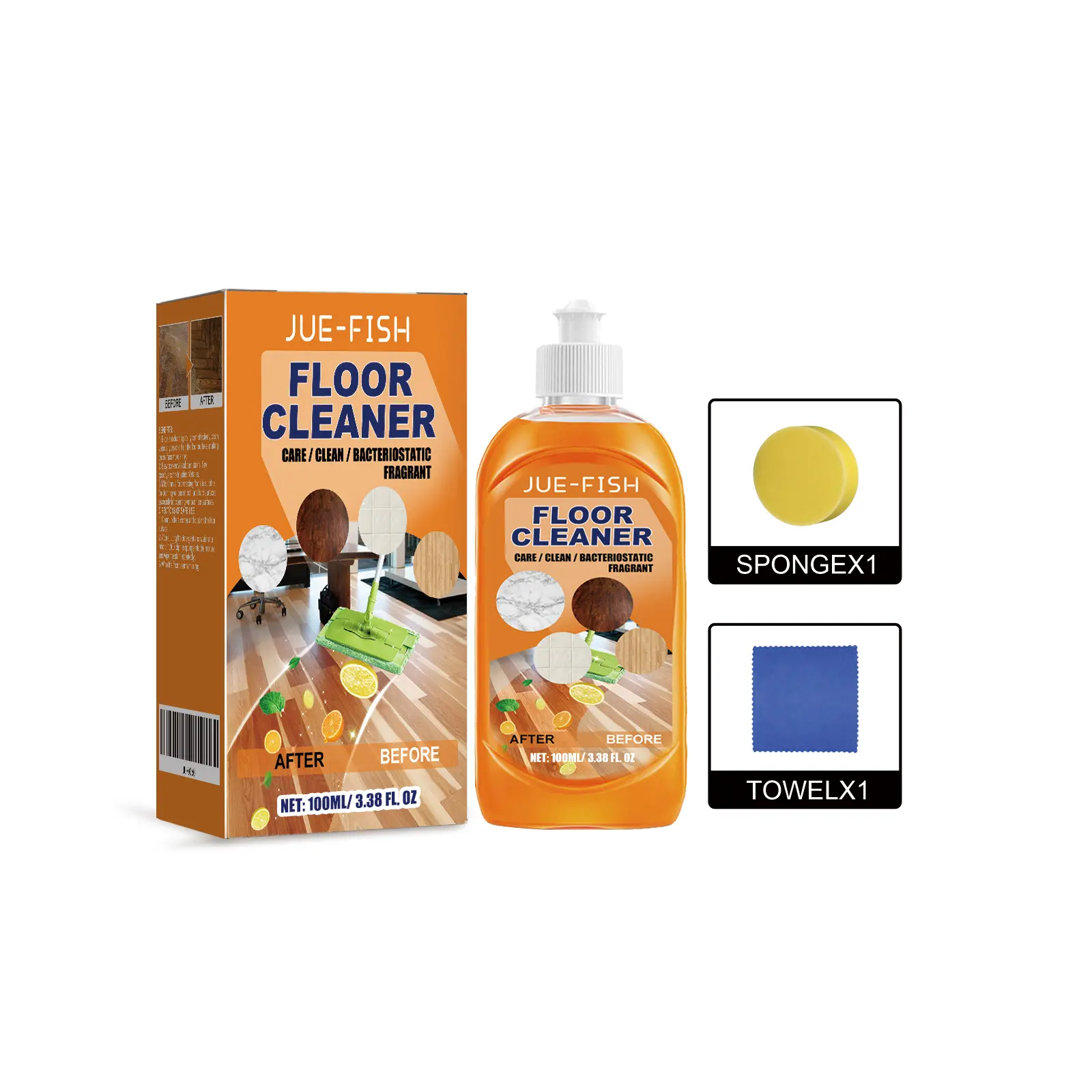 Wood & Tile Floor Cleaner and Polish – Heavy-Duty Stain Remover Restores Shine  Protects Surface No Residue Formula
