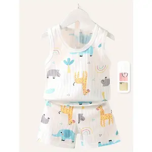 (New)[Two-Piece Set] Children's Outfit for Boys, a Two-Piece Set with a Tank Top And Shorts, Made of for Summer