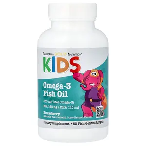 California Gold Nutrition Kid’s Omega-3 Fish Oil, Natural Strawberry, 60 Fish Gelatin Softgels