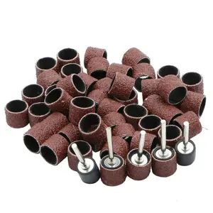 50pcs 40 Grit Sanding Drum Bands with 5pcs Sanding Mandrel Kit 1/2 Inch Rotary Nail Drill Tool