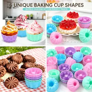 24Pcs Silicone Baking Cups – Nonstick 3 Inch Donut Pan for Muffin, Jello, Bagel – Perfect for Home Bakers