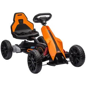 12V Electric Go Kart for Kids, Outdoor Ride-On Toy with Forward Backward Drive & Adjustable Speed, Gift for Child 3-8 Years Old, Orange