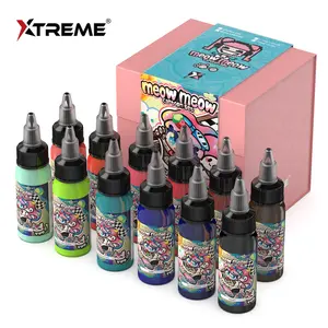 Xtreme Ink - Meow Meow Cartoon Set - 12 Signature Tattoo Ink Colors - Halloween Makeup