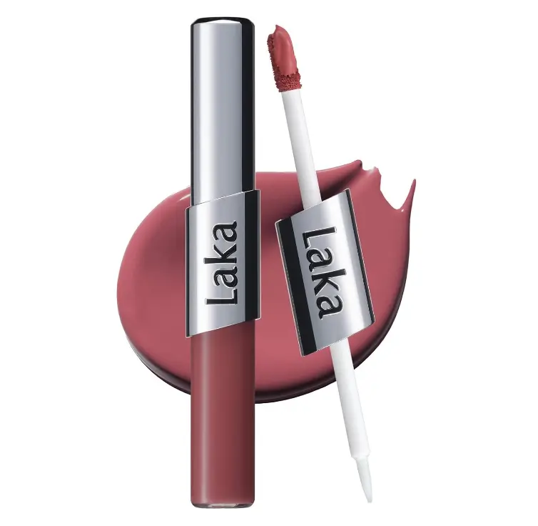 Laka Perfect Twin Lip - Dual-Ended Matte Liquid Lipstick & Clear Gloss | Long Lasting 12 Hour Color, Transfer Proof | High Pigmented Lightweight Non-Sticky | Korean Makeup | #909 Guilty Mauve, 0.31oz