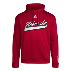 adidas Mens Nebraska Cornhuskers Slideline Hoodie Casual Outerwear Casual Moisture Wicking - Red