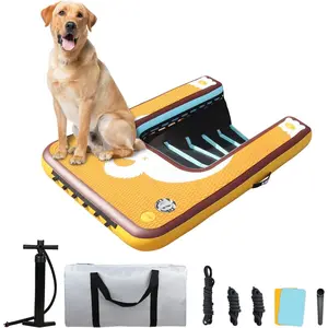 Dog Pool Ramp (Full Coverage Anti-Slip Deck), Stable Puppy Wooden Board, High Load-Bearing Capacity, Suitable for Use in Pools, Boats, or Lakes, Inflatable Dog Ramp, Safe and Durable Design, Convenient for Large Pets to Easily Enter the Water