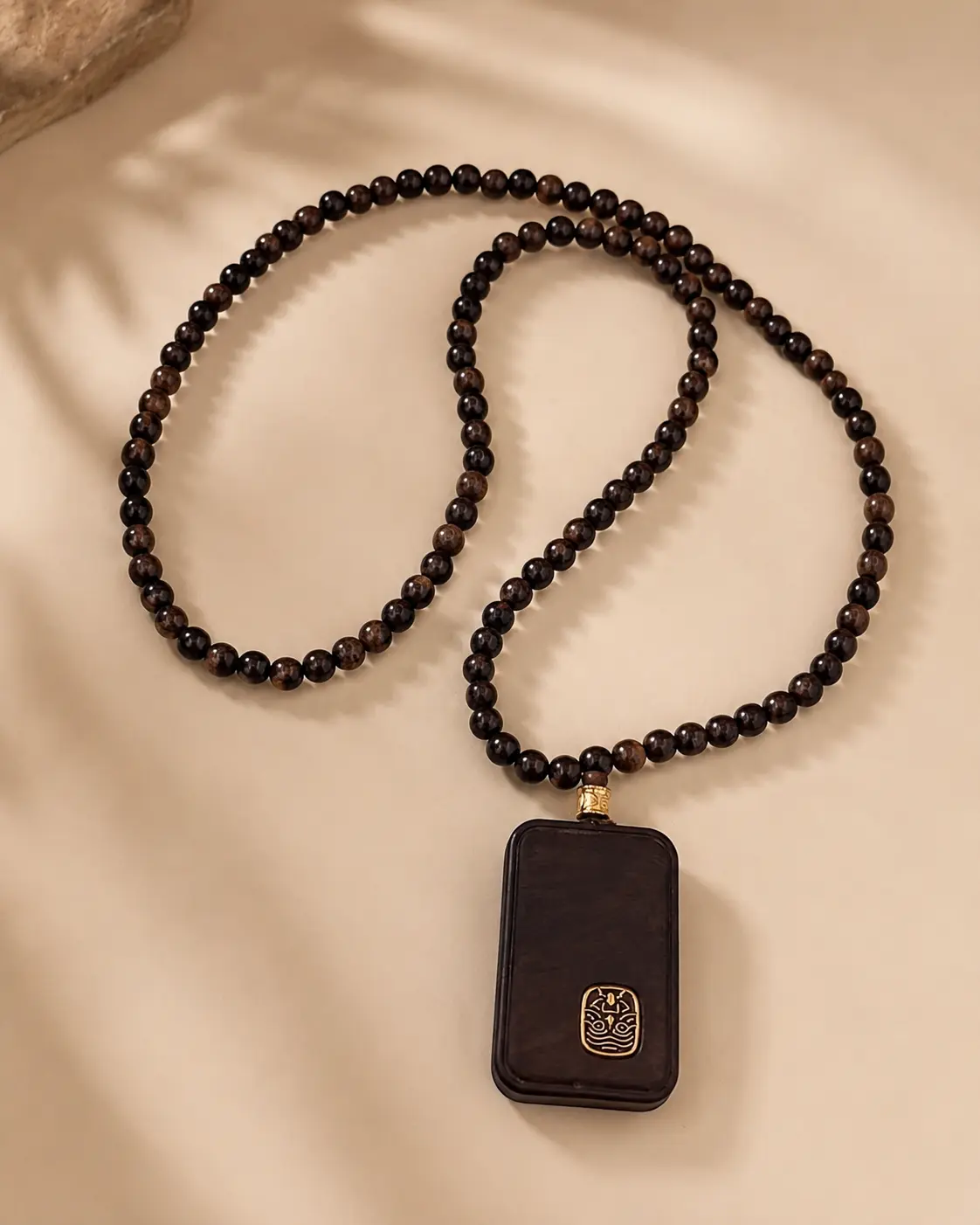 Wudang-Inspired Wooden Bead Amulet Necklace - Blessed Pendant Jewelry for Health, Love, Wealth, Career, Protection, Calm Energy, Inner Balance, Confidence, Positive Intention, Good Luck, Harmony, Daily Spiritual Gift