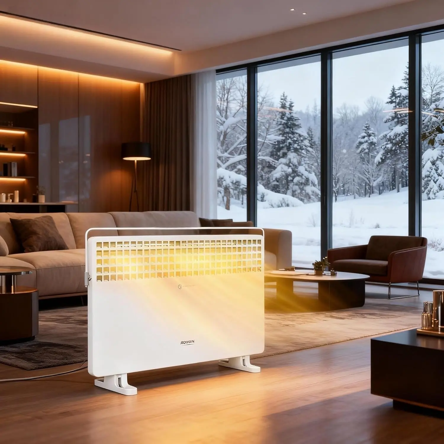 ROVSUN Electric Space Heater with Towel Bar 1500W Easy Knob Control 3 Settings Over Heat & Tipover Protection for Indoor Use Bedroom Office Home - Wall