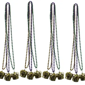 Purple, Green and Gold Mardi Gras Crown Necklace (Dozen)