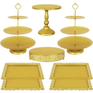8 count Cake Stand  Metal Dessert Table Display Set, 3-Tier Cupcake Stand, Cake Display Tower and Cookie Tray Rack Serving Tray for Birthday Party, Weddings,  Shower ()