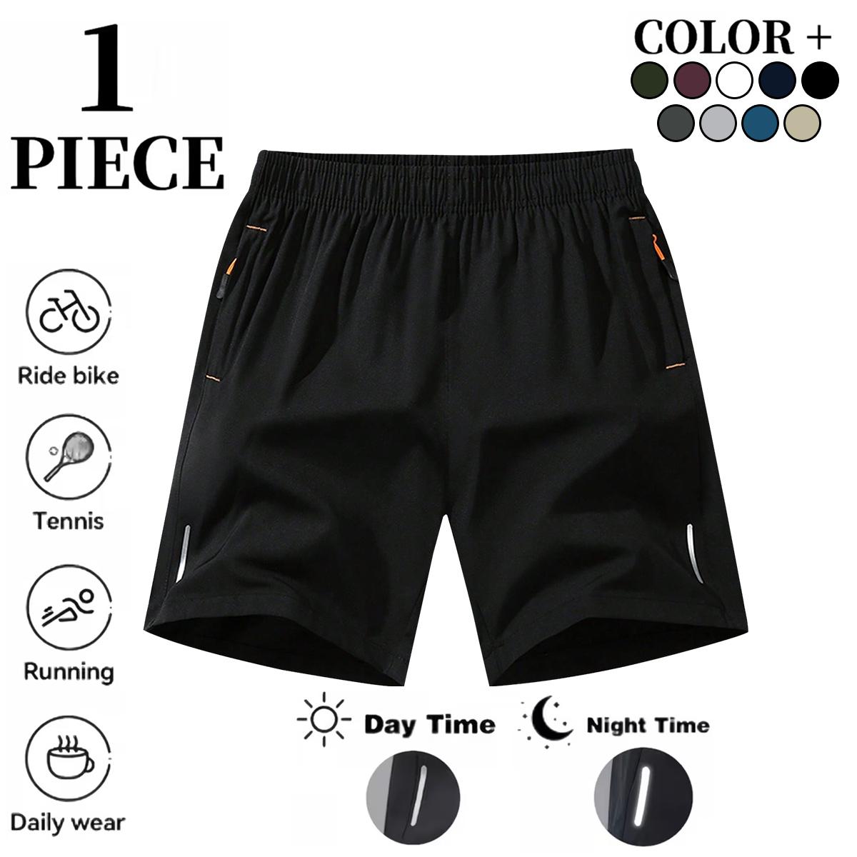 Men's Lightweight Reflective Running Shorts Quick Dry Athletic Shorts for Men, Breathable Gym Workout Sports Shorts with Reflective Stripes, Fitness Shorts for Night Running