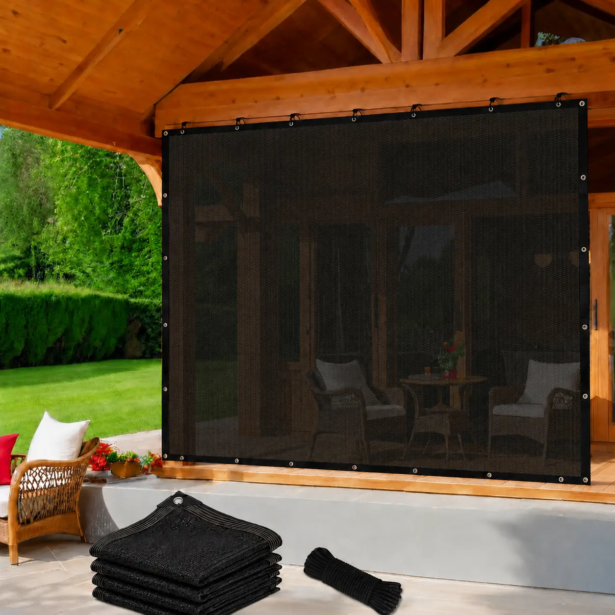 10x13FT Durable PE Woven UV Resistant Sunshade Canopy, 70%-90% UV Block, Reinforced Grommets, Breathable Mesh Net, Foldable Eco-Friendly Garden Cover with Enhanced Privacy for Greenhouse Plants, Backyard Pergola