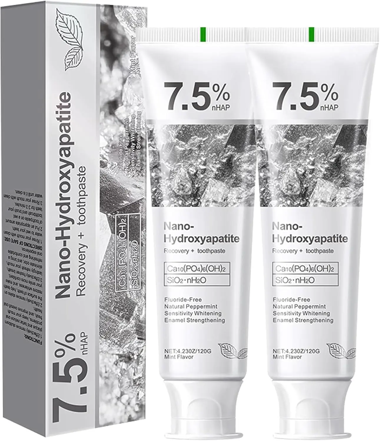 7.5% Hydroxyapatite Toothpaste, 7.5% Hydroxyapatite Toothpaste for Advanced Enamel Protection, Appropriate for Sensitive Teeth, Gentle and Effective Formula, Fresh Mint
