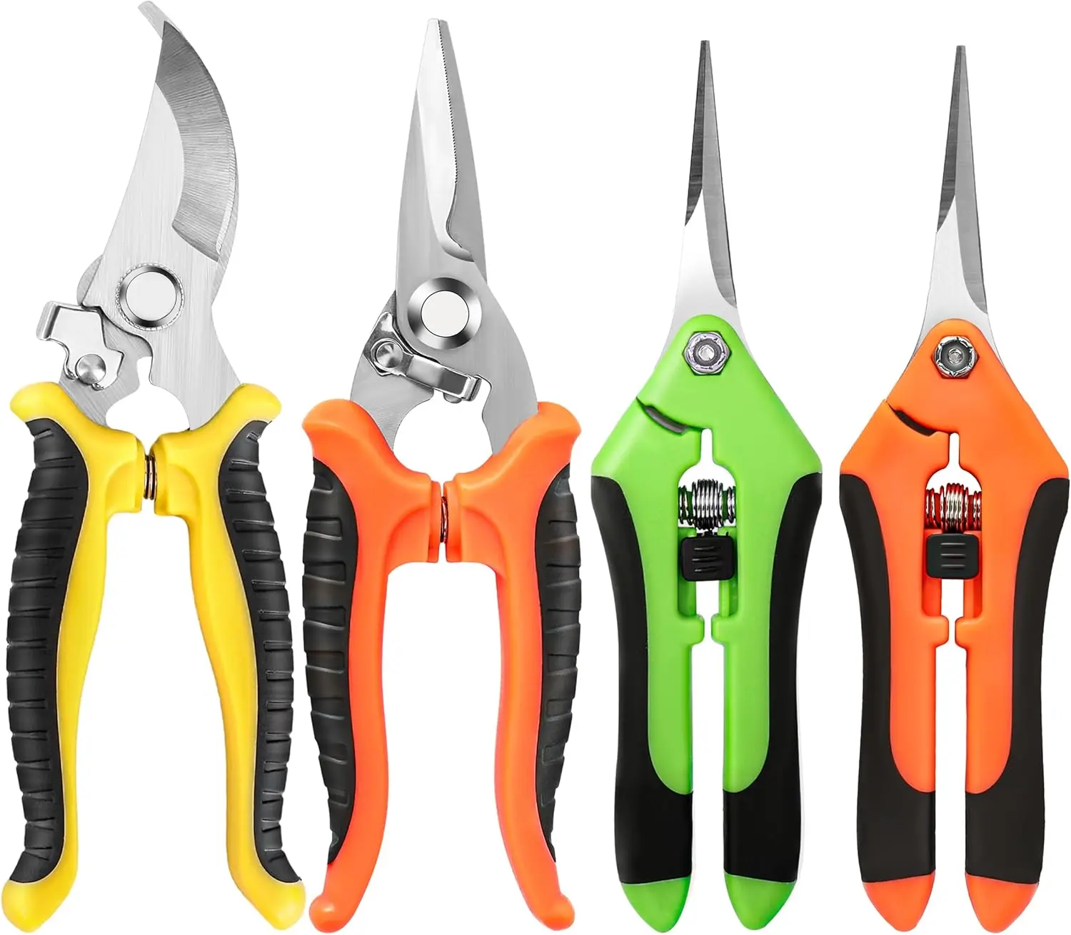 4 Pack Garden Pruning Shears, Stainless Steel Garden Shears, Gardening Shears, Garden Scissors, Clippers, Pruning Snips, Pruning Shears for Gardening Tools