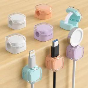 Magnetic Cable Clips, Adjustable Cord Holder Management, Adhesive Wire Keeper Organizer for Home Office Desk Phone PC Car Wall Desktop Nightstand Appliance (6-Pack Crystal Multicolor)