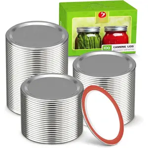 100-Count, REGULAR Mouth Canning Lids for Ball, Kerr Jars - Split-Type Metal Mason Jar Lids for Canning -  Grade Material,  Fit & Airtight for Regular Mouth Jars(70mm)