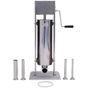 Stainless Steel Commercial Sausage Stuffer,Dual Speed Vertical Sausage Maker 7LB/3, Meat Filler with 4 Stuffing Tubes Kitchen Machine