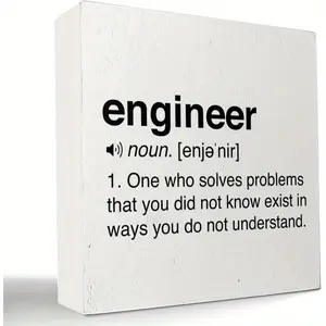 Engineer Gifts, Gifts for Engineers, Mechanical Aerospace Electrical Civil Software Engineering Gifts, Engineer Wood Box Block Plaque Sign Desk Decor for Office Shelf Table Decor 5x5 Inch