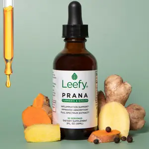 Leefy Organics PRANA Turmeric & Ginger Tincture - 100% Organic, Full Spectrum Extract, Enhanced Absorption with Black Pepper, 2 fl oz, 12+ Months, Healthcare Supplement Edible Dietary Natural