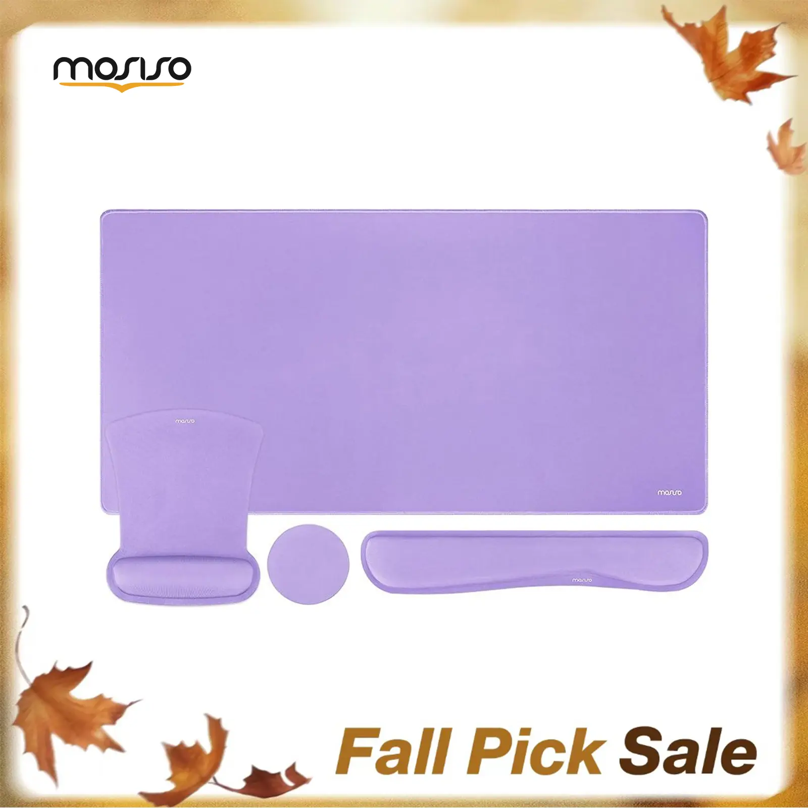 MOSISO Minimalist Geometric Keyboard Mouse Pad Set - Set Includes Large Size Pads, 17.52x3.15in Memory Foam Wrist Rests, 3.9" Cup Coaster, Breathable, Pain Relief, Non-Slip, Anti-Scratch for Gamers/Programmers Home Office Desk Accessories