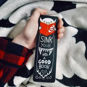 Cute Vampire Bookmark - "Sink Your Teeth Into a Good Book"