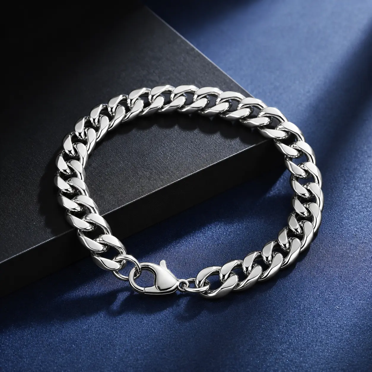 9mm Cuban Link Chain Bracelet with Metal Coating for Men & Women, Classic Waterproof & Hypoallergenic Jewelry for Beach & Chain Stacking, Waterproof Bracelet, Daily, Yes, Single, Everyday, Solid Links, Elegant