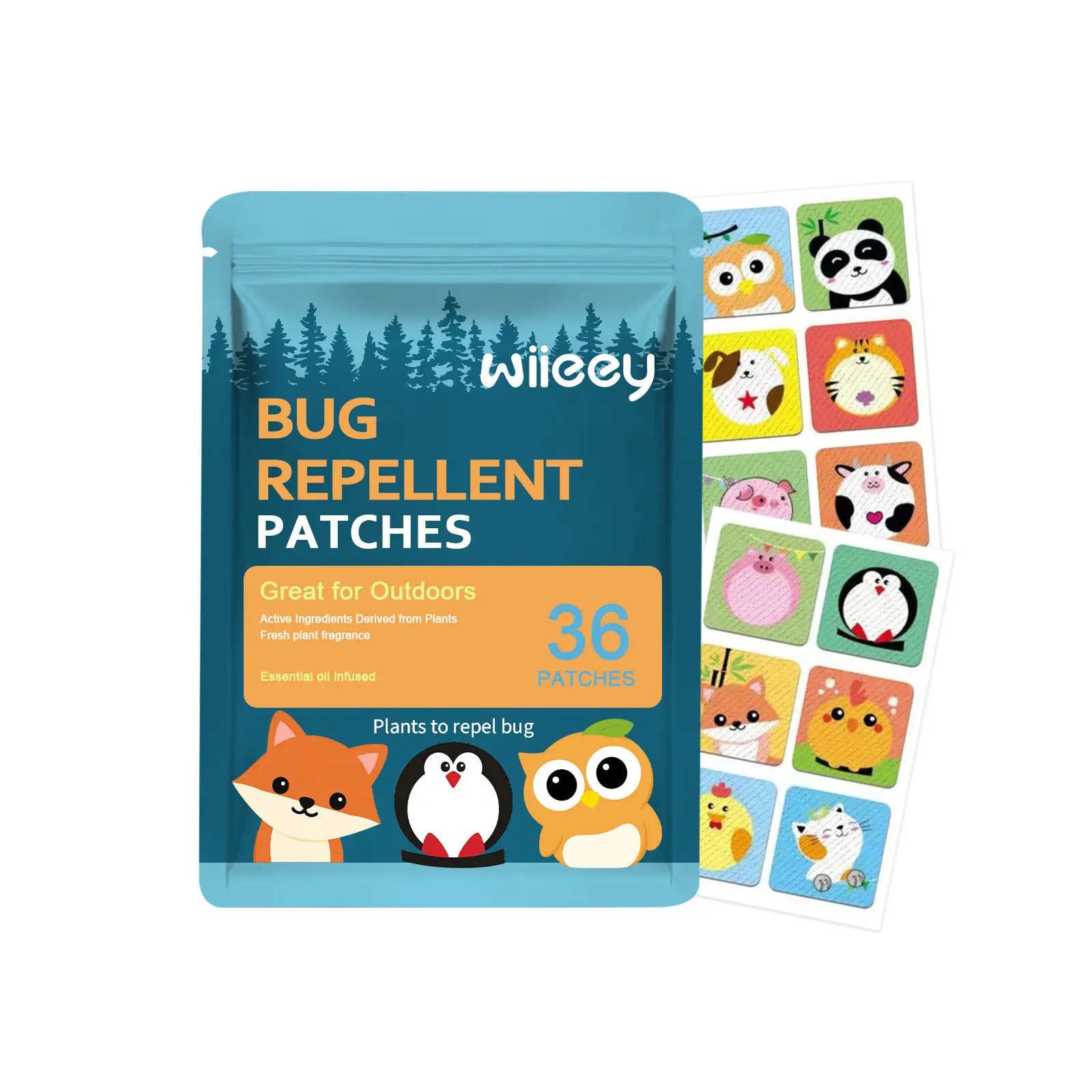 Natural Mosquito Repellent Patches for Kids Adults, 90 Count Cute Animal Essential Oil Infused Bug Stickers DEET-Free Plant Based Insect Repellent Stickers Safe for Outdoor Camping Hiking Travel