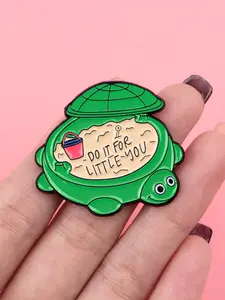 ”Do it for little you “Cute Turtle Enamel Brooch for All Seasons, Stylish Zinc Alloy Badge for Bags, Ideal Gift for Friends and Family