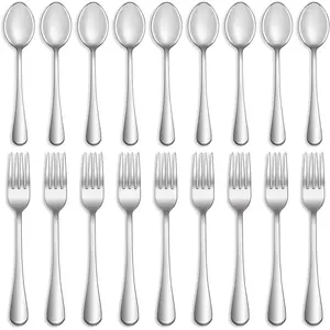 16 Pcs Forks and Spoons Silverware Set,Food Grade Stainless Steel Flatware Cutlery Set for Home,Kitchen and Restaurant,Mirror Polished,Dishwasher Safe - 8 Dinner Fork(8 inch) and 8 Teaspoon(6.5 inch)