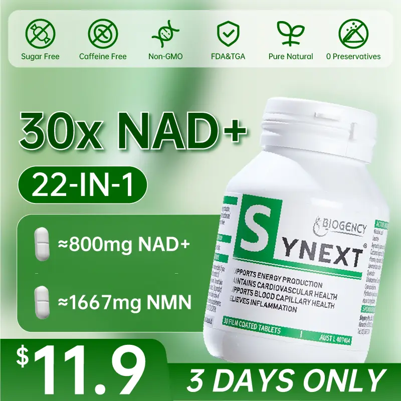 NAD+ Antiaging Supplement | NMN Alternative with Niacin, CoQ10, Trans-resveratrol, Magnesium, Quercetin, Curcuma, Leucine, Vitamins | Cellular Renew,