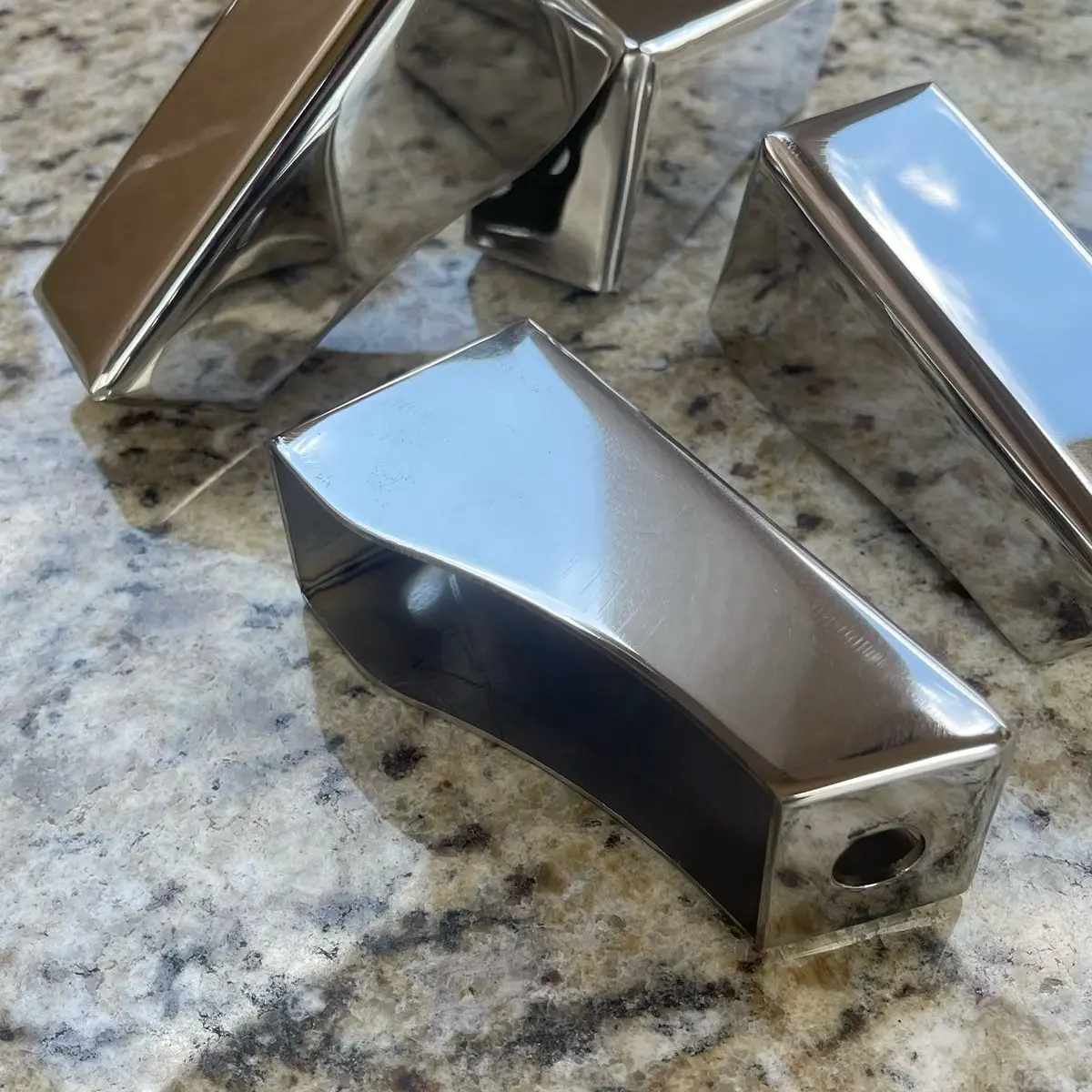 Watermelon Mirror Angled Brackets Polished Stainless Steel