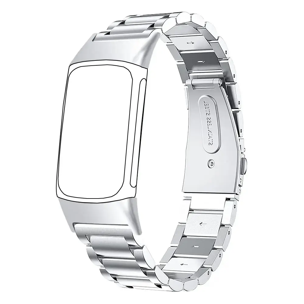 Metal strap compatible with Fitbit Charge 6/Charge 5 activity tracker, solid stainless steel women's and men's wristbands, metal watch chain strap, 6 metal stainless steel straps, 1 piece, Smartwatch Accessories